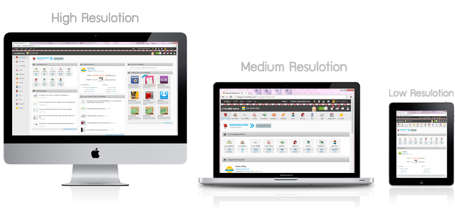 manage ร้านค้าออนไลน์ responsive screen